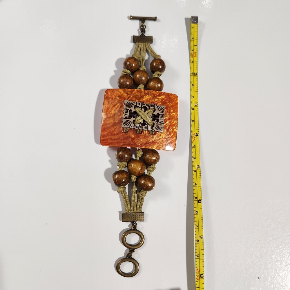 Elegant Orange and Brown Beaded Bracelet